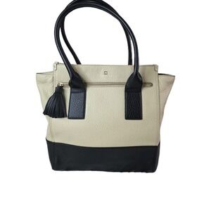 Kate Spade Southport Avenue Linda Tote Women's‎ Beige Black Leather Purse